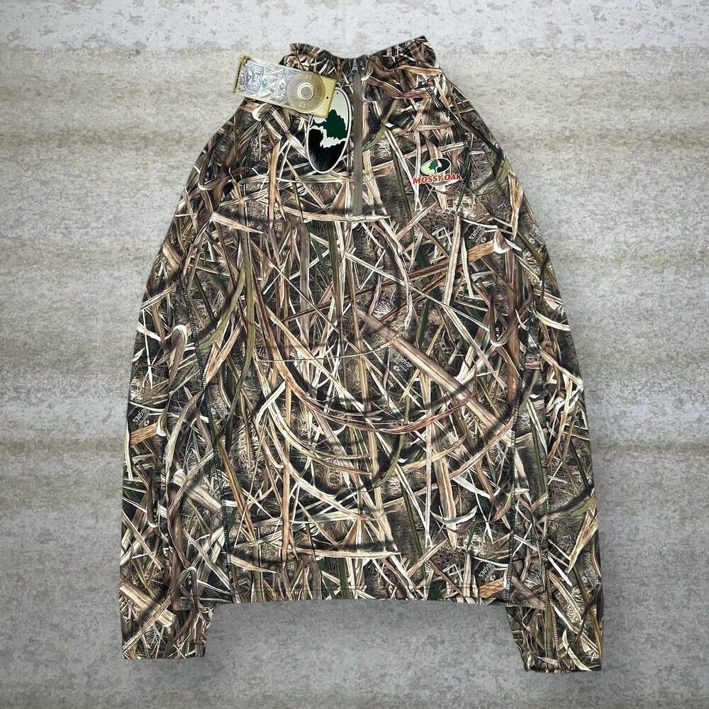 Vintage Y2K Mossy Oak Jacket Mens L Hunting Camo Quarter Zip Shadowgrass NWT